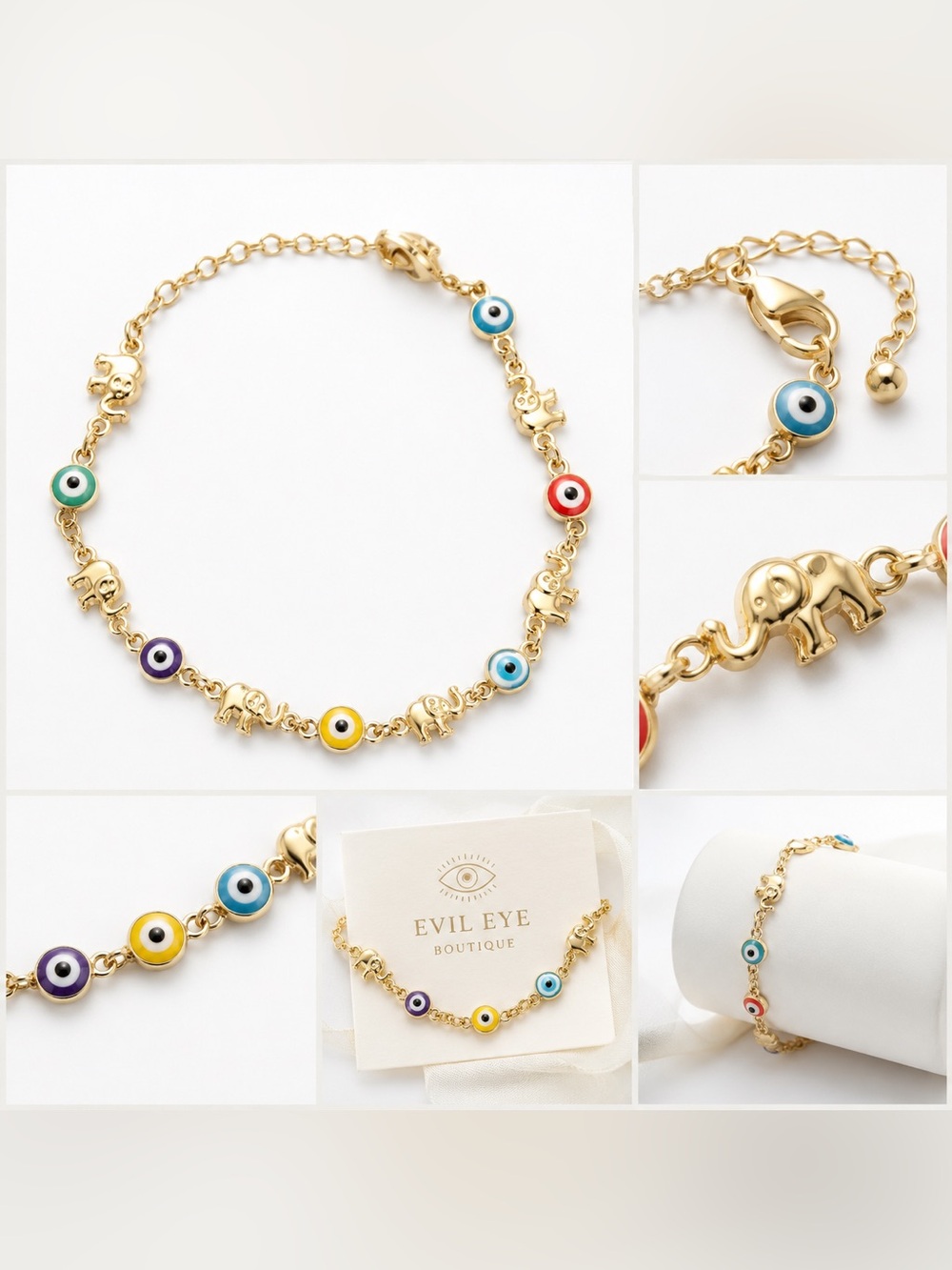 🧿Gold Elephant Multicolor Beaded Bracelet